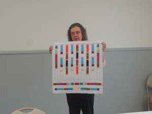 A self-designed beautiful challenge quilt. Wow!