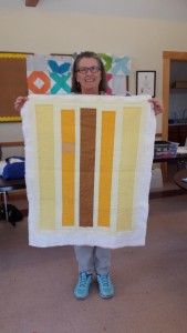 Bonnie, who is doing a lot of trunk shows, made a small version of "Mustard" originally designed by Alyssa Haight Carlton.